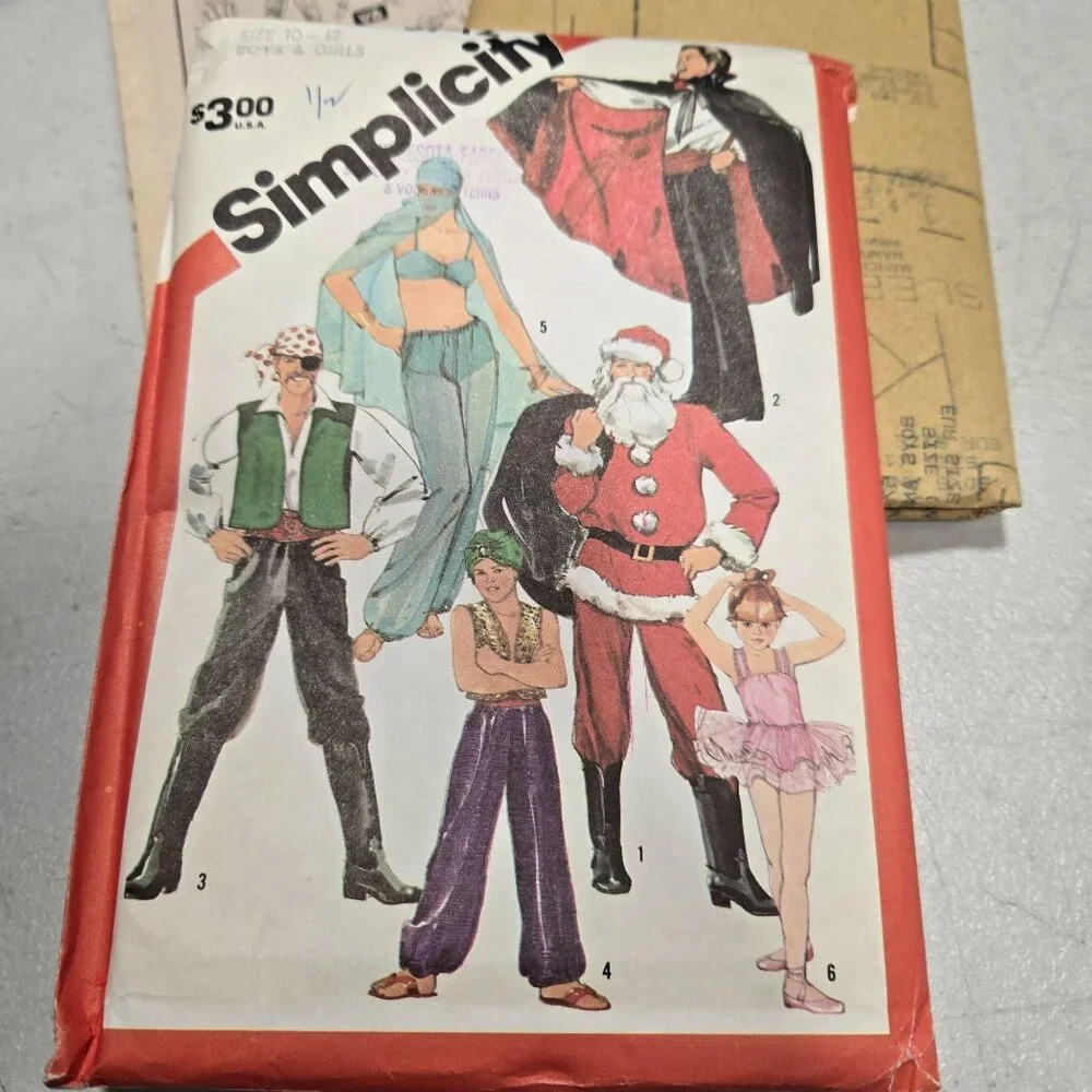 Simplicity 5742 sewing pattern KIds 10/12 Costumes Santa Ballerina Pirate CUT